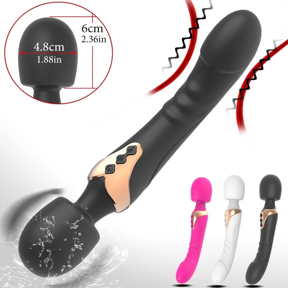 2in1 Vibrator Powerful Dildo Vibrator wand 2 Motor Silicagel Large Size 10 Mode  rechargable Massage Sex Toy for Couple Clitoris Massage Dildo for Adults Masturbator