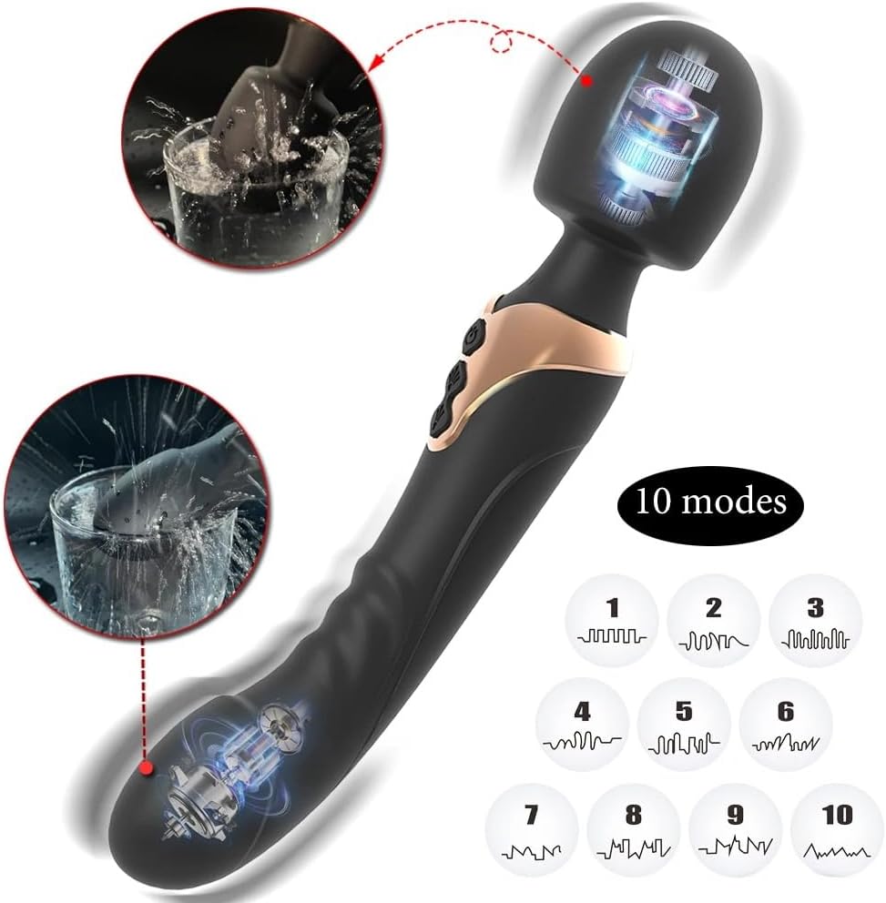 2in1 Vibrator Powerful Dildo Vibrator wand 2 Motor Silicagel Large Size 10 Mode  rechargable Massage Sex Toy for Couple Clitoris Massage Dildo for Adults Masturbator