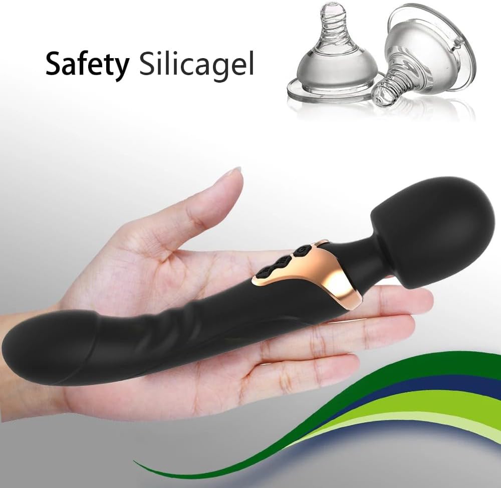 2in1 Vibrator Powerful Dildo Vibrator wand 2 Motor Silicagel Large Size 10 Mode  rechargable Massage Sex Toy for Couple Clitoris Massage Dildo for Adults Masturbator