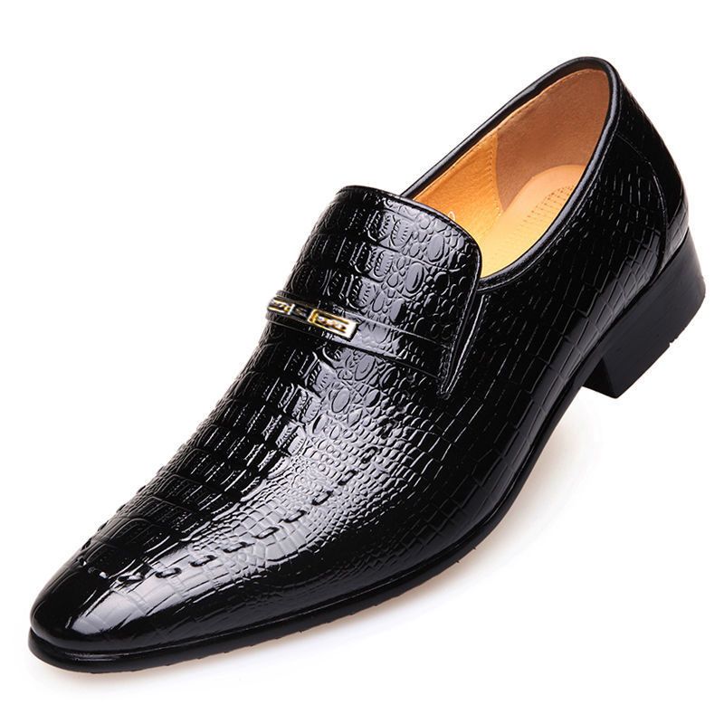 Crocodile Patterned Men's Leather Shoes Large Size Low Cut Men's Casual Shoes Embossed Leather Shoes Men's Shoes Business Dress Shoes Fashion Leather Shoes Formal Wear Brown Boy Shoes Dad Shoe