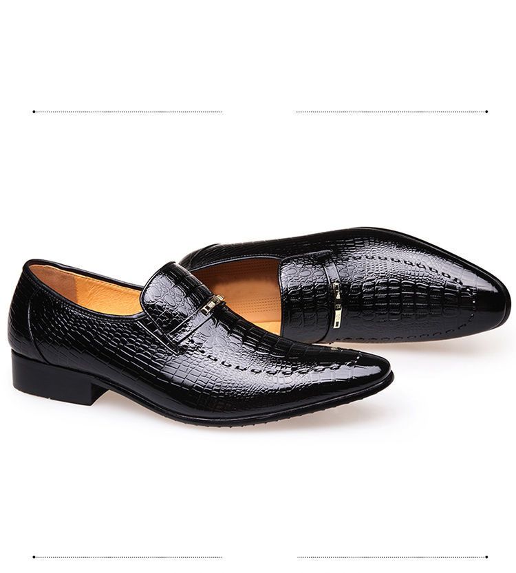 Crocodile Patterned Men's Leather Shoes Large Size Low Cut Men's Casual Shoes Embossed Leather Shoes Men's Shoes Business Dress Shoes Fashion Leather Shoes Formal Wear Brown Boy Shoes Dad Shoe