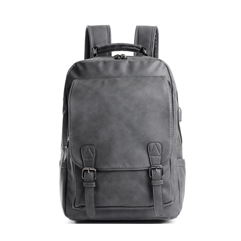 Backpack for Men Fashion Men's Backpack Student Travel Buckle PU Leather Bag Large Laptop Backpacks Male Casual Schoolbag for Teenagers Boys Business School Bags Men Women Waterproof Bag