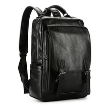 Backpack for Men Fashion Men's Backpack Student Travel Buckle PU Leather Bag Large Laptop Backpacks Male Casual Schoolbag for Teenagers Boys Business School Bags Men Women Waterproof Bag