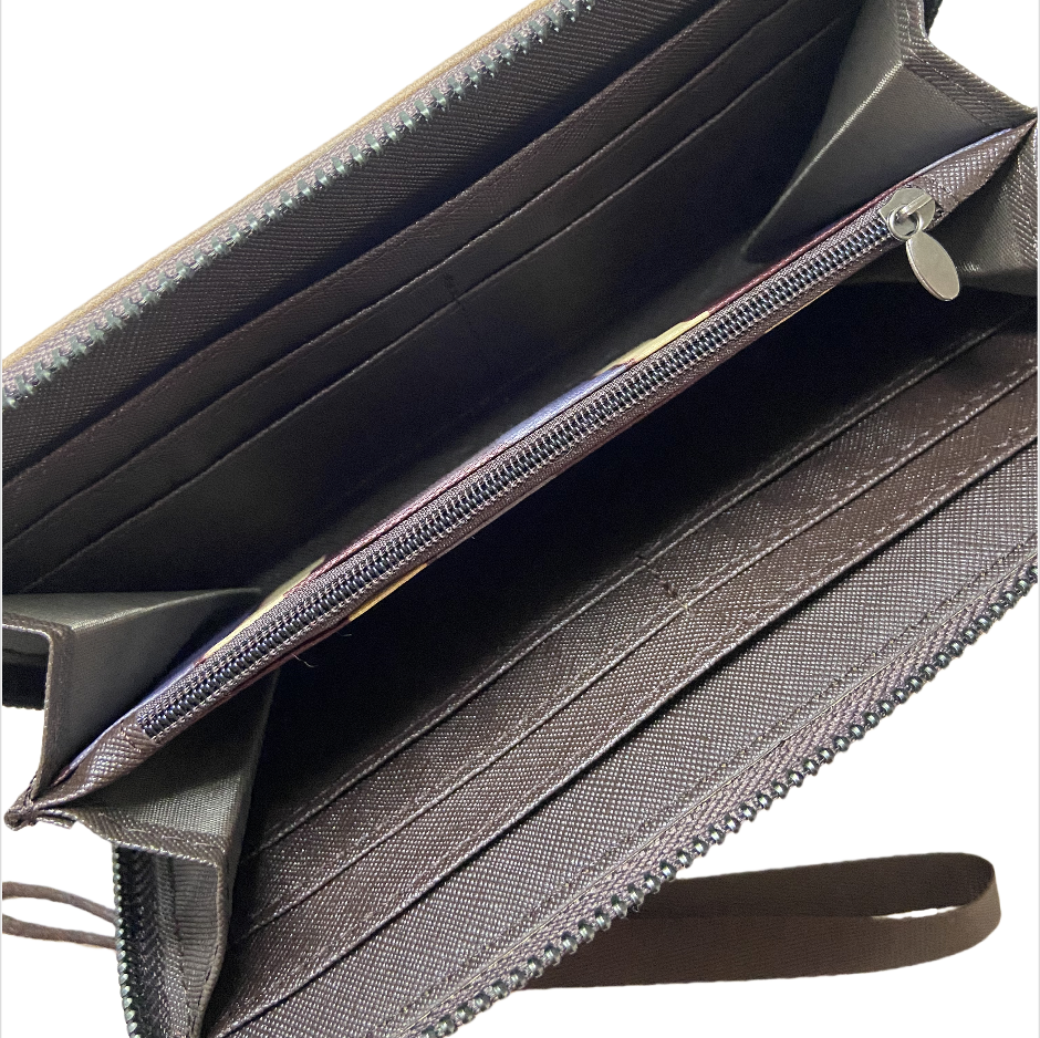 Wallet Man Leather Long Wallet Money Wallet Card Holder Multi Slot Male Business Billfold Purse Zipper Large Capacity Money Clip Bag Small ID Card Holder Fashion Coin Pouch Mens Luxury Phone Bag