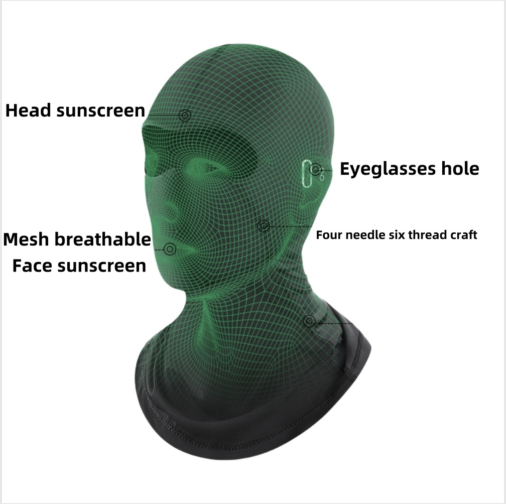 Balaclava Face Mask Black Outdoor Cycling Sunscreen Mask Full Face Mask Motorcycle Helmet Bicycle Head Cap Hats UV Resistant Headgear Head Cover Breathable Tactical Mask Men Ice Silk Scarf Shield