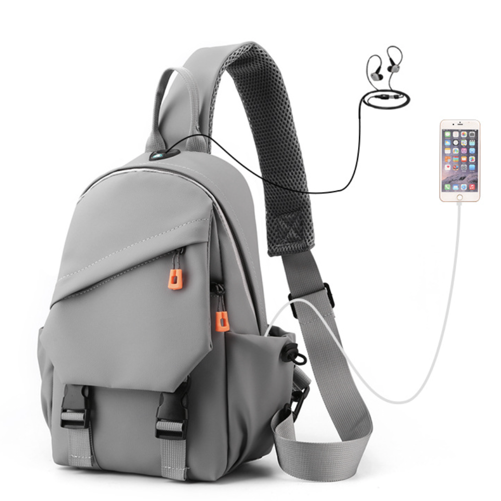 Chest Bag Man Cross-body Sling Bag Men Bags Single Shoulder Fashion Backpack Bag Crossbody Bag Simple Messenger Bag Man Sports Travel Casual Bag with USB Charging Port