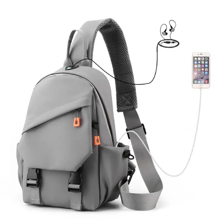 Chest Bag Man Cross-body Sling Bag Men Bags Single Shoulder Fashion Backpack Bag Crossbody Bag Simple Messenger Bag Man Sports Travel Casual Bag with USB Charging Port