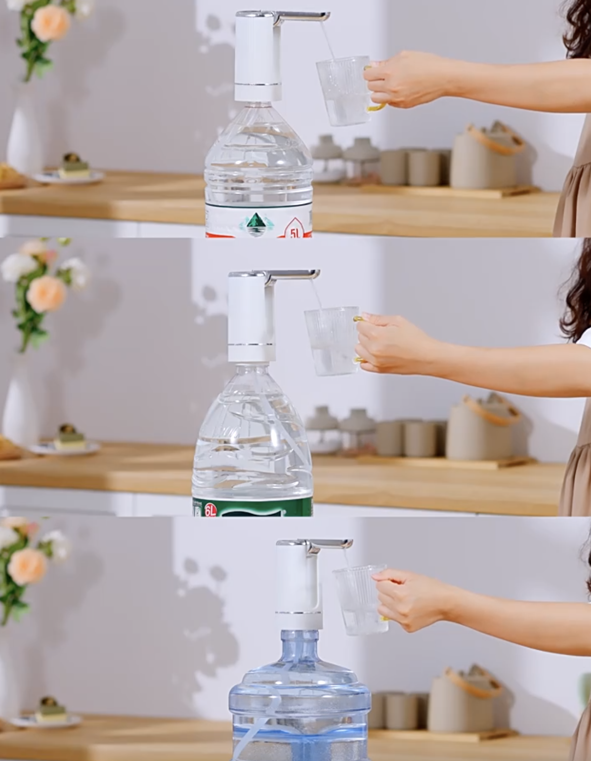 Water Pump Dispenser Household Rechargeable Water Pump Food Grade Automatic Electric Water Bottle Drinking Dispenser Portable Fold Barreled Water Dispenser Pump USB Charging Water Tank Suction Pump