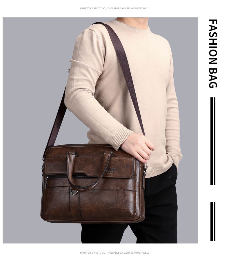 Briefcase Bags Men Leather Handbag Laptop Bag Portable Business Messenger Bag Luxury Shoulder Bag