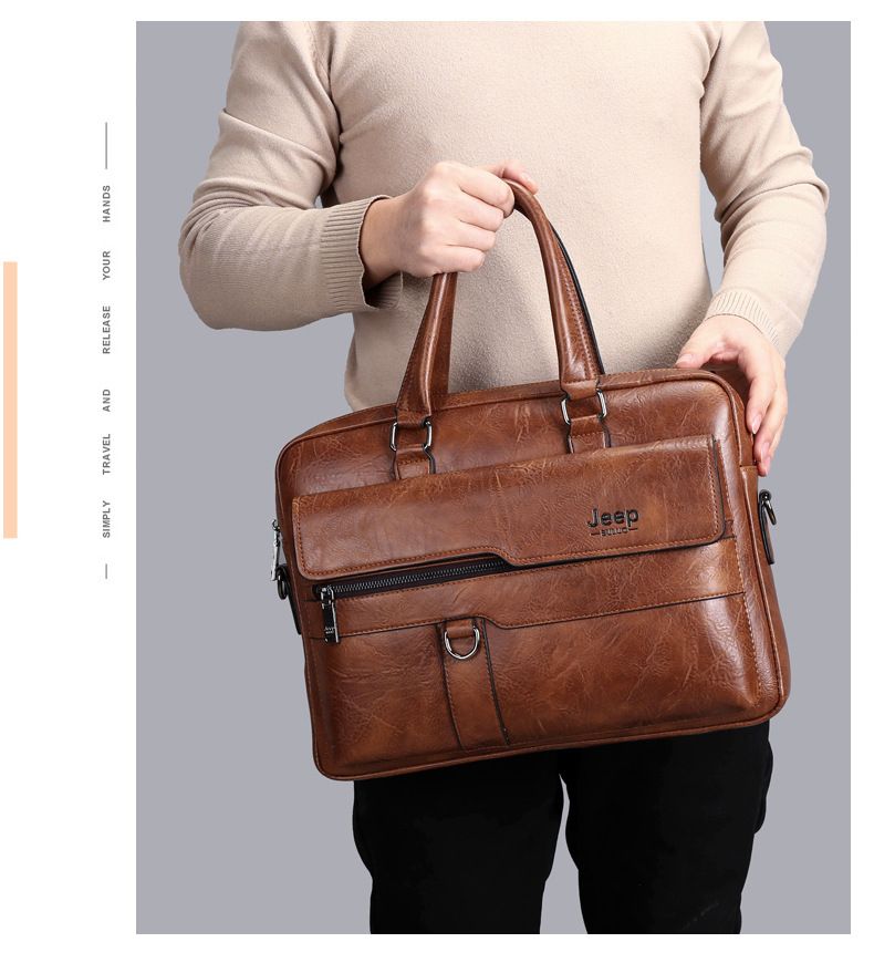 Briefcase Bags Men Leather Handbag Laptop Bag Portable Business Messenger Bag Luxury Shoulder Bag