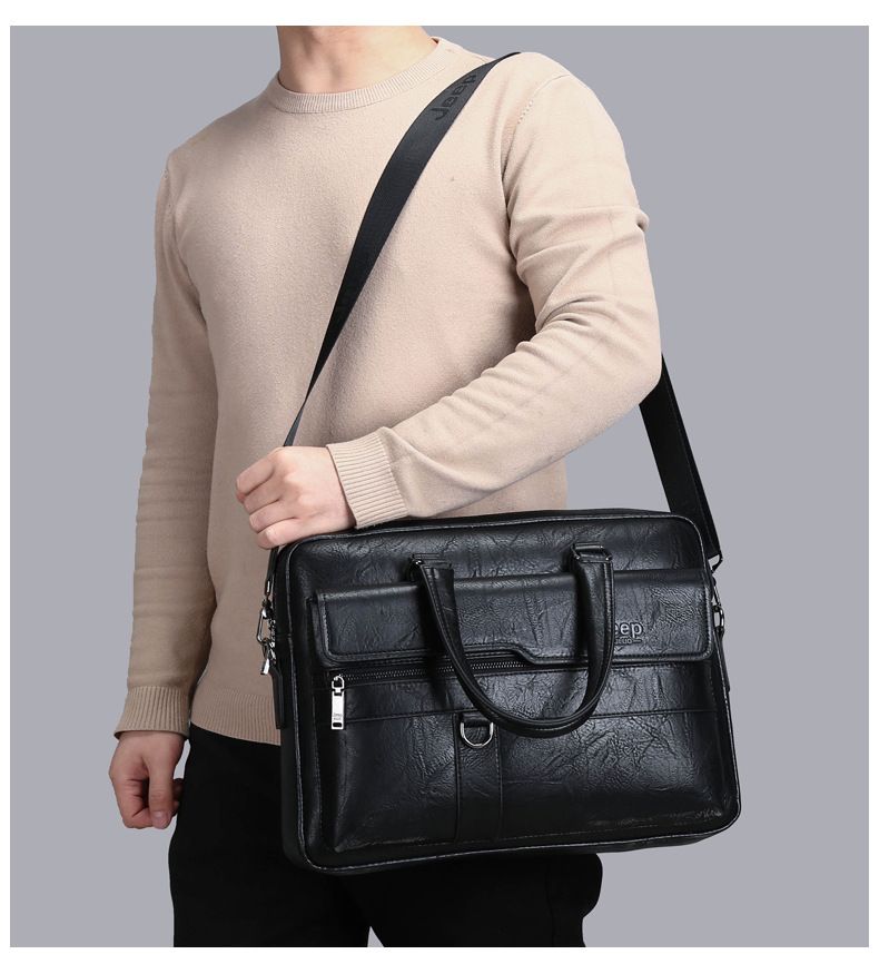 Briefcase Bags Men Leather Handbag Laptop Bag Portable Business Messenger Bag Luxury Shoulder Bag
