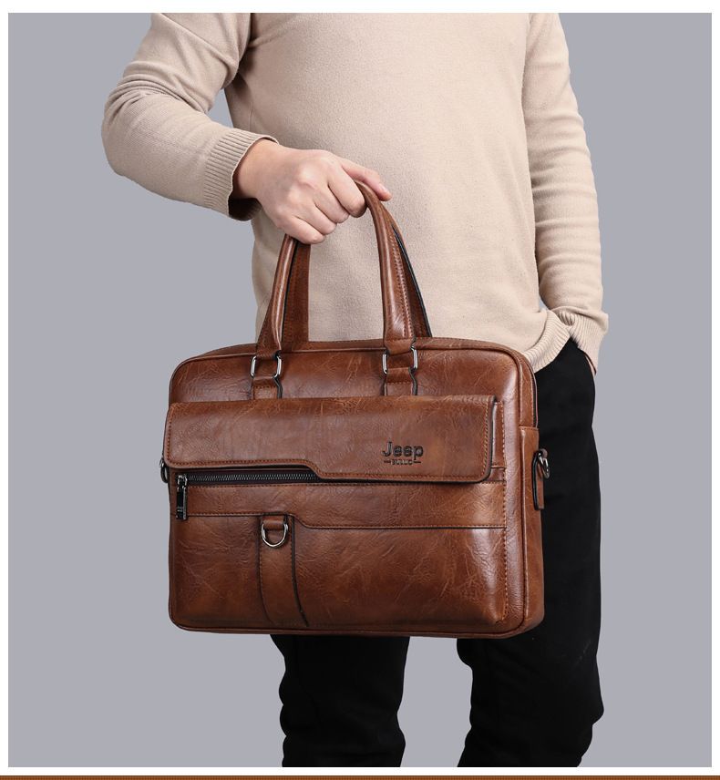 Briefcase Bags Men Leather Handbag Laptop Bag Portable Business Messenger Bag Luxury Shoulder Bag