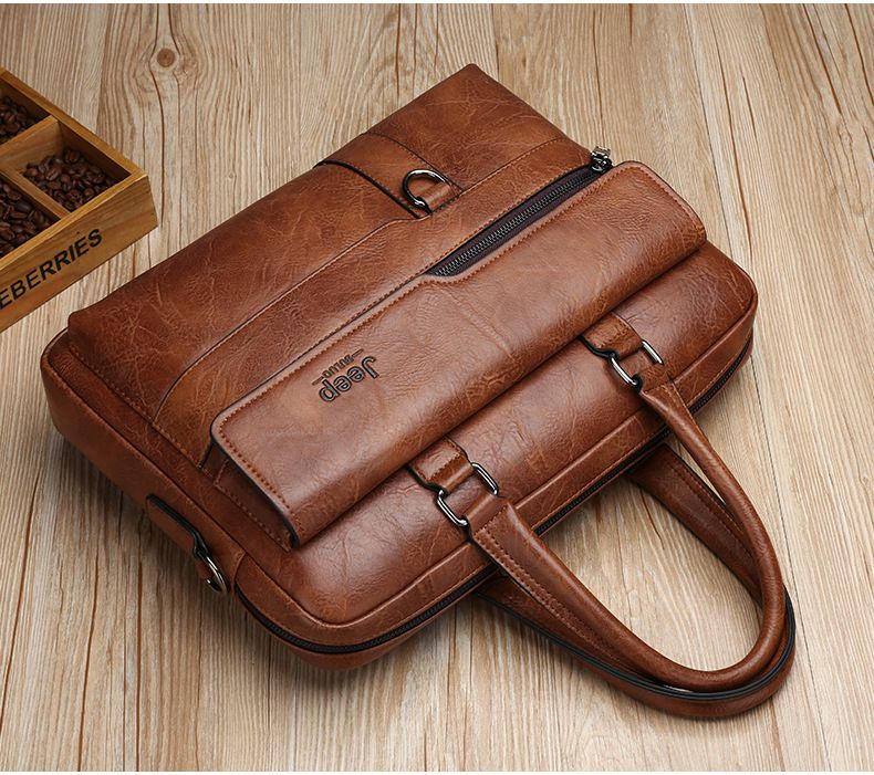 Briefcase Bags Men Leather Handbag Laptop Bag Portable Business Messenger Bag Luxury Shoulder Bag