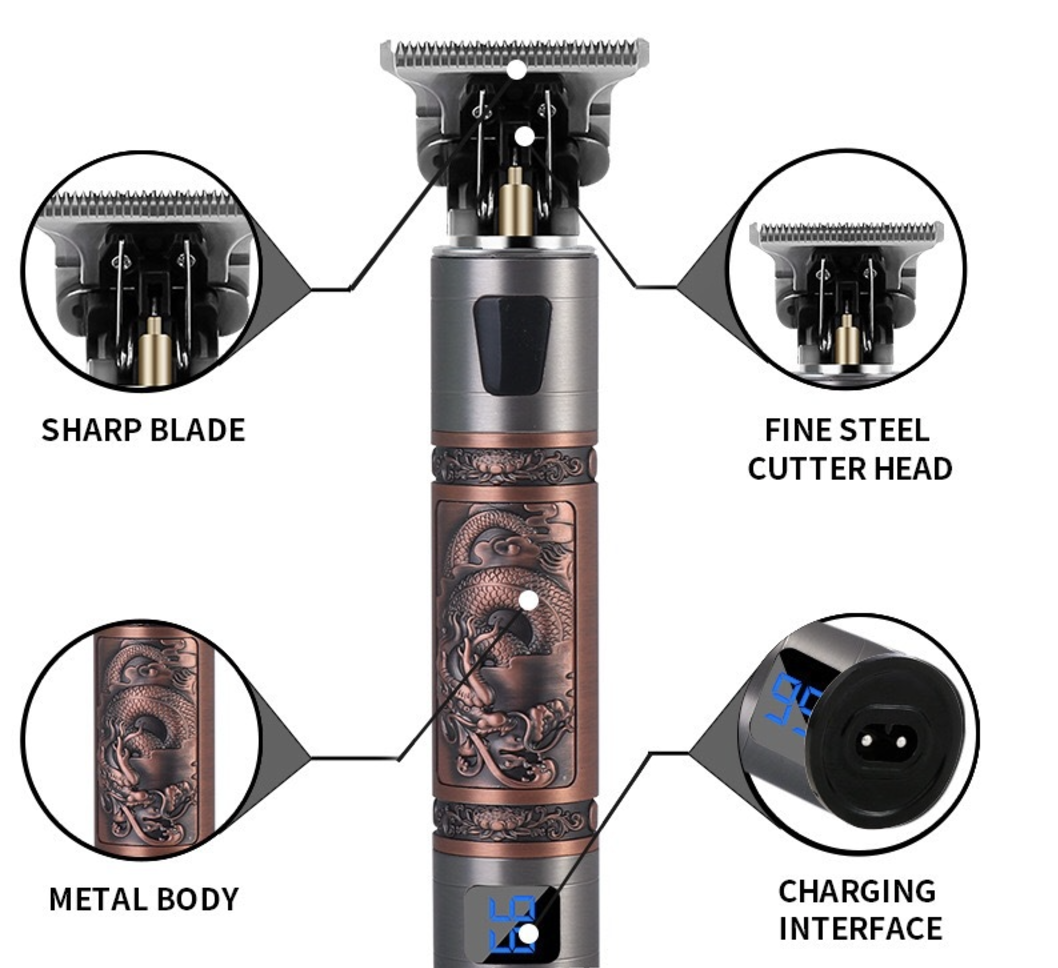 Hair Clipper Rechargeable USB Electric Hair Cutting Machine Man Trimmer Barber Bald Head Electric Pusher Oil Head Hair Clipper Carving Mark Shaving Knife