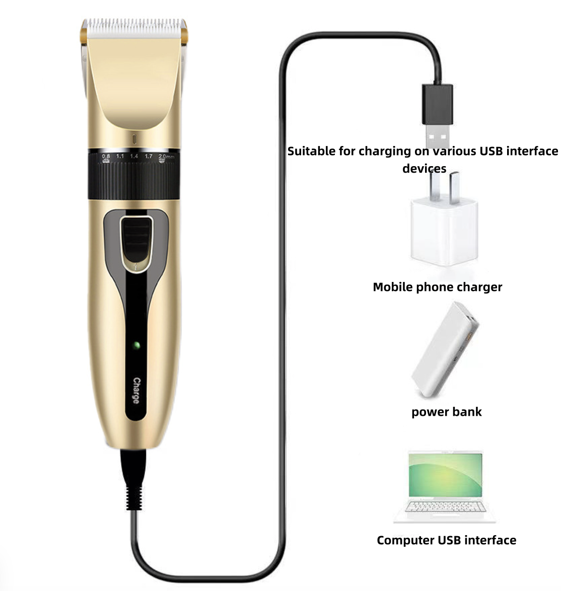 Professional Electric Cordless Hair Clipper with Accessory Blade Guard Rechargeable Balding Hair Clippers