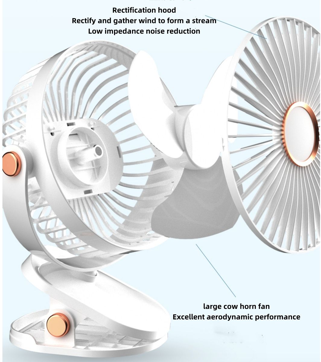 Fan Portable Fan Electric Fan Light Multi Functional Clip Fan with Night Light Desk Fan USB Rechargeable Small Fan Student Dormitory Quiet Five Speeds Mini Fan for Home Office Car Outdoor Travel