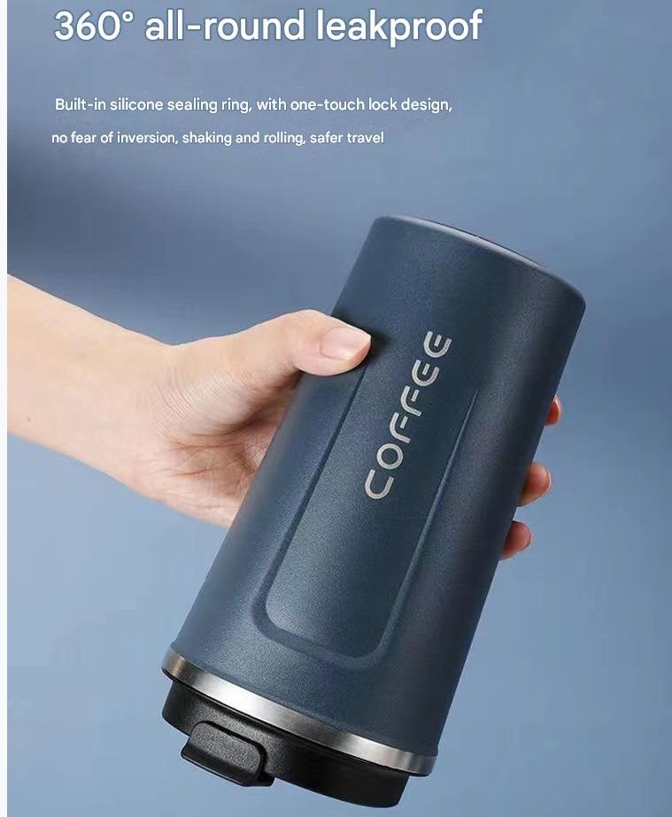 510ML Vacuum Flask Large Capacity Coffee Cup Mug Outdoor Portable Travel Cup Hot Cold Water Thermos Bottle Stainless Steel Insulated Cup Vacuum Flask Men Women Reusable Office Cup with Leak-proof Lid