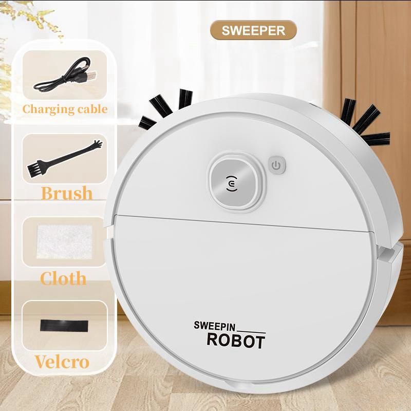 Robotic Vacuum Cleaner Sweep Clean Mop Integrated New Automatic Home Intelligent Vacuum Cleaner USB Charging White Floor Cleaning Machine Wireless Carpet Cleaner Household Mini Sweeping Machine