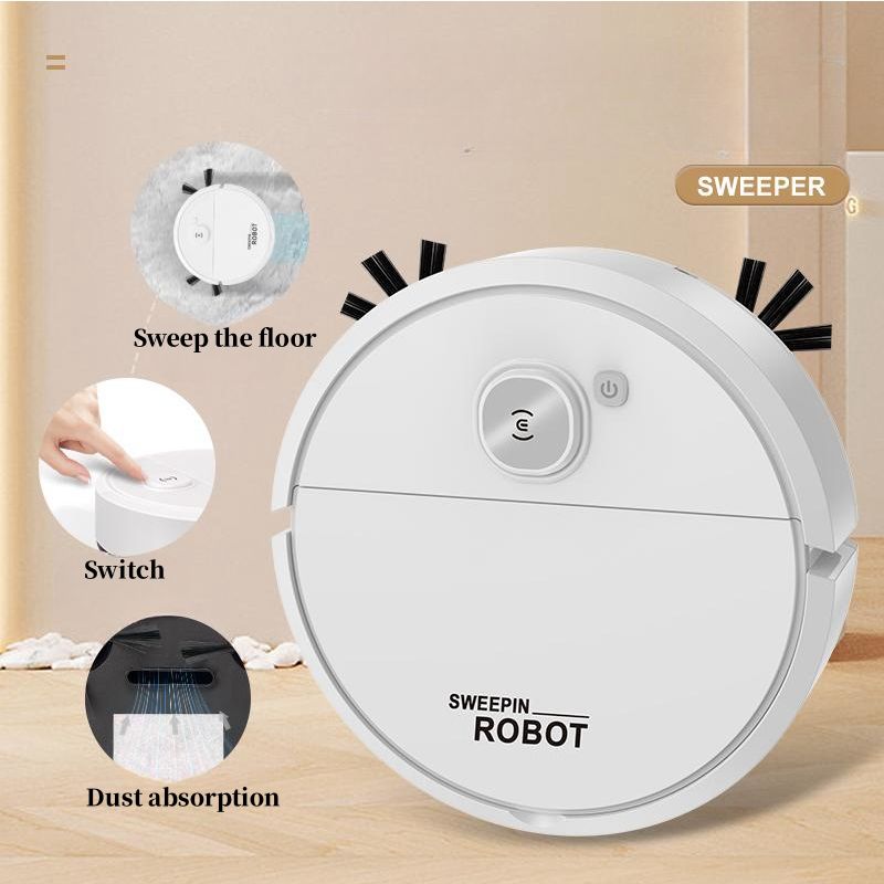 Robotic Vacuum Cleaner Sweep Clean Mop Integrated New Automatic Home Intelligent Vacuum Cleaner USB Charging White Floor Cleaning Machine Wireless Carpet Cleaner Household Mini Sweeping Machine