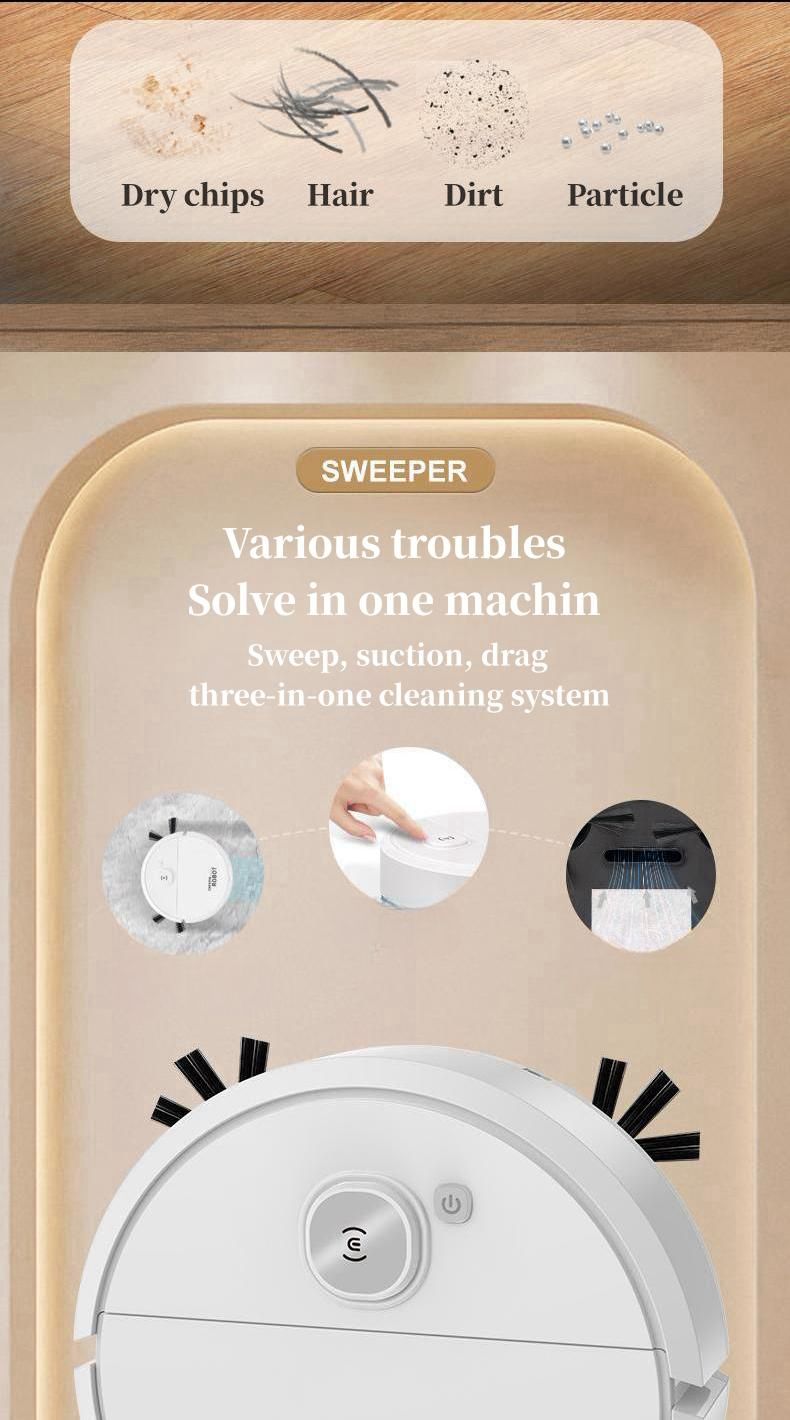 Robotic Vacuum Cleaner Sweep Clean Mop Integrated New Automatic Home Intelligent Vacuum Cleaner USB Charging White Floor Cleaning Machine Wireless Carpet Cleaner Household Mini Sweeping Machine