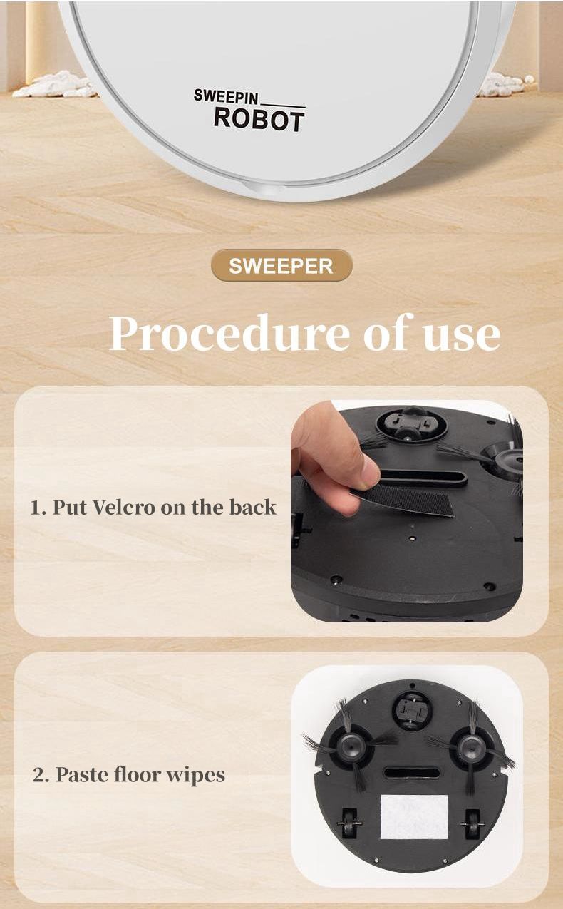 Robotic Vacuum Cleaner Sweep Clean Mop Integrated New Automatic Home Intelligent Vacuum Cleaner USB Charging White Floor Cleaning Machine Wireless Carpet Cleaner Household Mini Sweeping Machine
