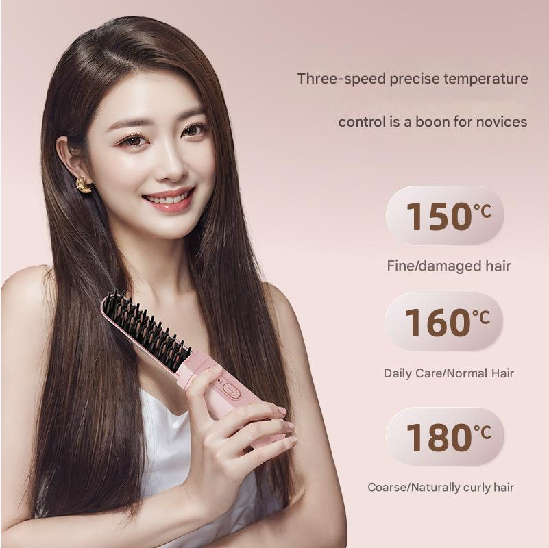 Hair Straightener Comb Electric Curling Brush New Capsule Straight Comb Negative Iron Hair Care Home Wireless Portable Hair Straightener Straight Roll Dry Wet Dual Use Hair Styling Tools