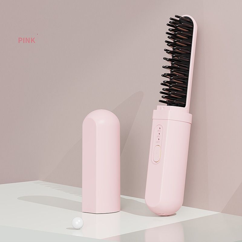 Hair Straightener Comb Electric Curling Brush New Capsule Straight Comb Negative Iron Hair Care Home Wireless Portable Hair Straightener Straight Roll Dry Wet Dual Use Hair Styling Tools