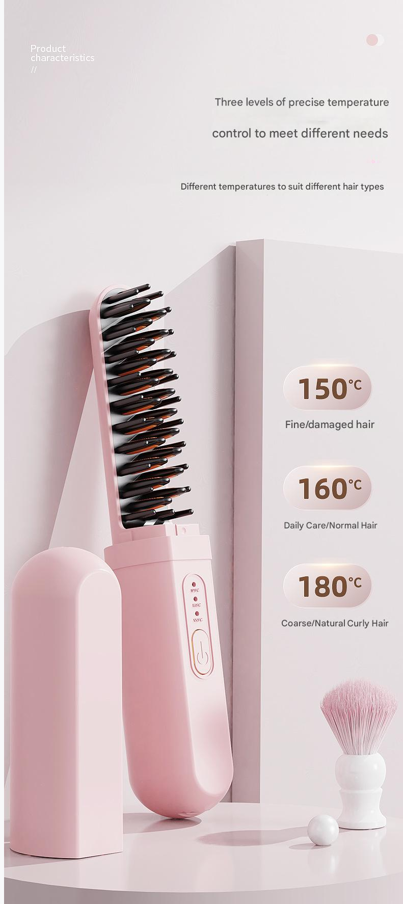 Hair Straightener Comb Electric Curling Brush New Capsule Straight Comb Negative Iron Hair Care Home Wireless Portable Hair Straightener Straight Roll Dry Wet Dual Use Hair Styling Tools