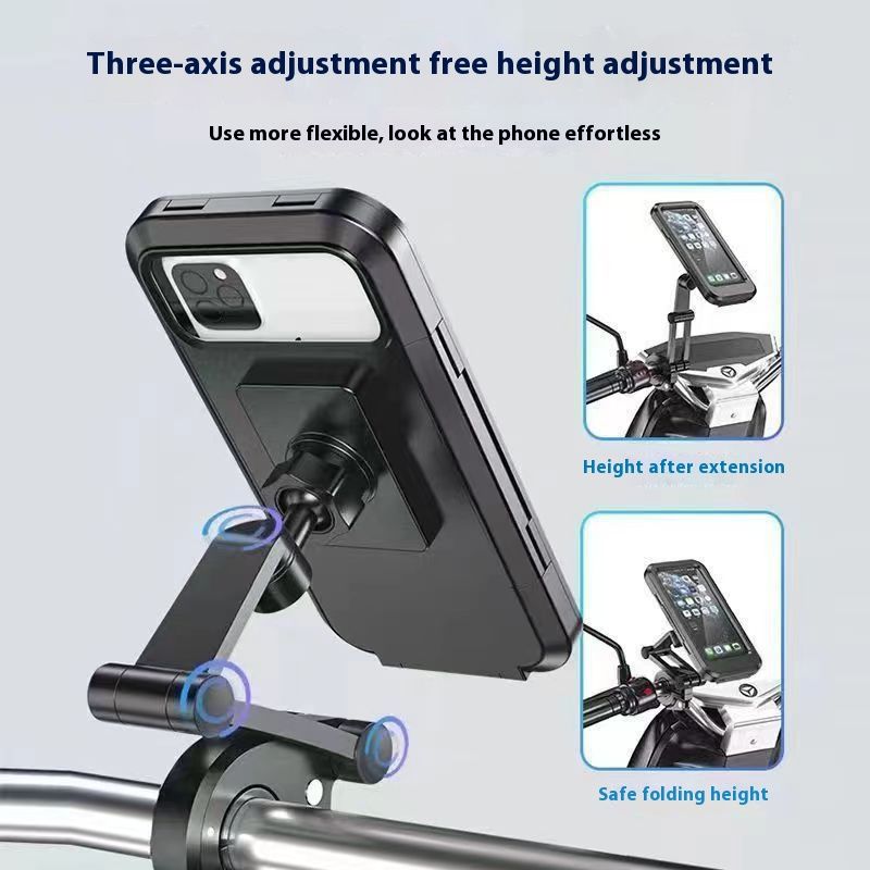 Motorcycle Phone Holder Rotatable Waterproof Navigation Mobile Phone Holder Bracket Mount for Smartphone Bike Bicycle Fully Enclosed Touch Screen Cellphone Holder Rain Cover for Phone