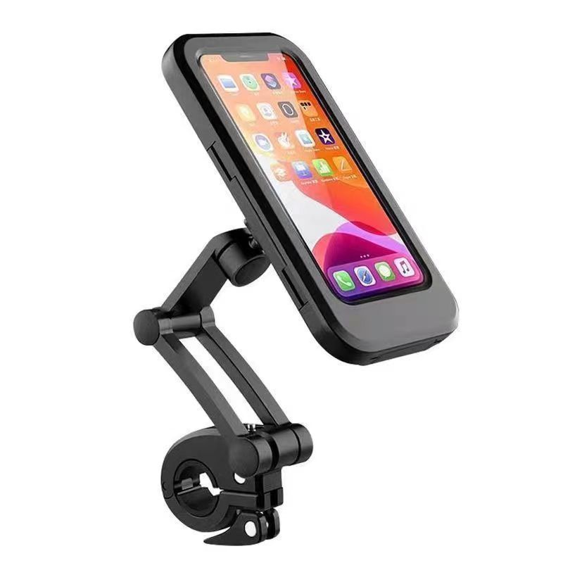 Motorcycle Phone Holder Rotatable Waterproof Navigation Mobile Phone Holder Bracket Mount for Smartphone Bike Bicycle Fully Enclosed Touch Screen Cellphone Holder Rain Cover for Phone