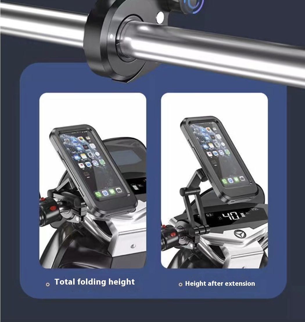 Motorcycle Phone Holder Rotatable Waterproof Navigation Mobile Phone Holder Bracket Mount for Smartphone Bike Bicycle Fully Enclosed Touch Screen Cellphone Holder Rain Cover for Phone