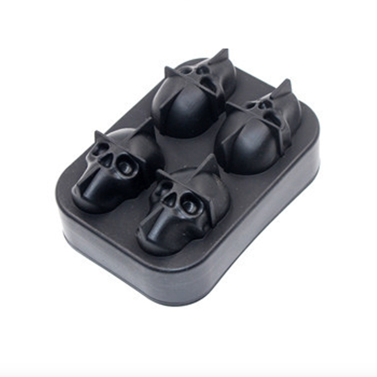 Ice Cube Maker Tray Black Silicone Ice Tray Bar Ice Hockey Mold Halloween Skull Ice Making Box with Lid Food Grade Silicone 4 Ice Grids
