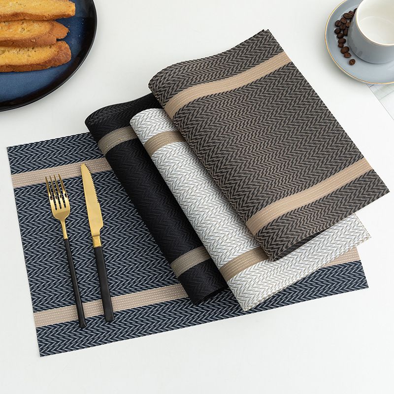 8 pcs one set Place Mat Table Mat PVC Waterproof Oil Resistant Heat-Insulating Dining Table Mat Golden Arrow Pattern Rectangle Hotel Restaurant Western Mat Teslin Woven Placemat Kitchen Table Mats