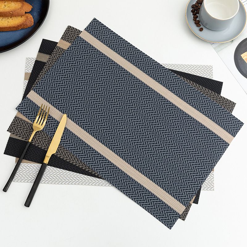 8 pcs one set Place Mat Table Mat PVC Waterproof Oil Resistant Heat-Insulating Dining Table Mat Golden Arrow Pattern Rectangle Hotel Restaurant Western Mat Teslin Woven Placemat Kitchen Table Mats