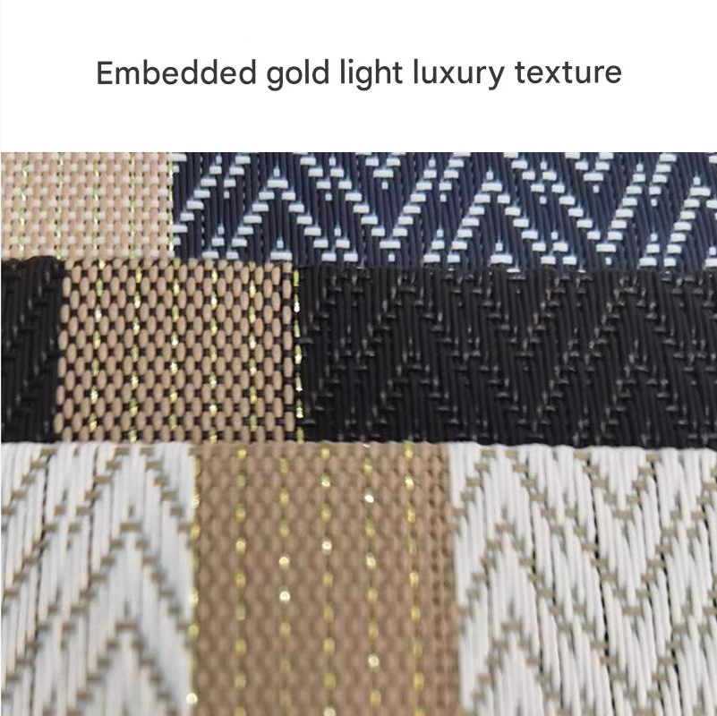8 pcs one set Place Mat Table Mat PVC Waterproof Oil Resistant Heat-Insulating Dining Table Mat Golden Arrow Pattern Rectangle Hotel Restaurant Western Mat Teslin Woven Placemat Kitchen Table Mats