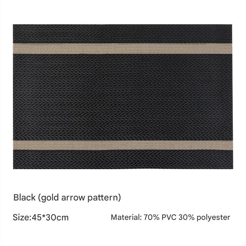 8 pcs one set Place Mat Table Mat PVC Waterproof Oil Resistant Heat-Insulating Dining Table Mat Golden Arrow Pattern Rectangle Hotel Restaurant Western Mat Teslin Woven Placemat Kitchen Table Mats
