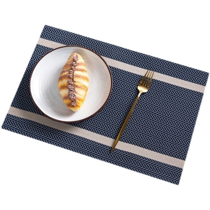 8 pcs one set Place Mat Table Mat PVC Waterproof Oil Resistant Heat-Insulating Dining Table Mat Golden Arrow Pattern Rectangle Hotel Restaurant Western Mat Teslin Woven Placemat Kitchen Table Mats