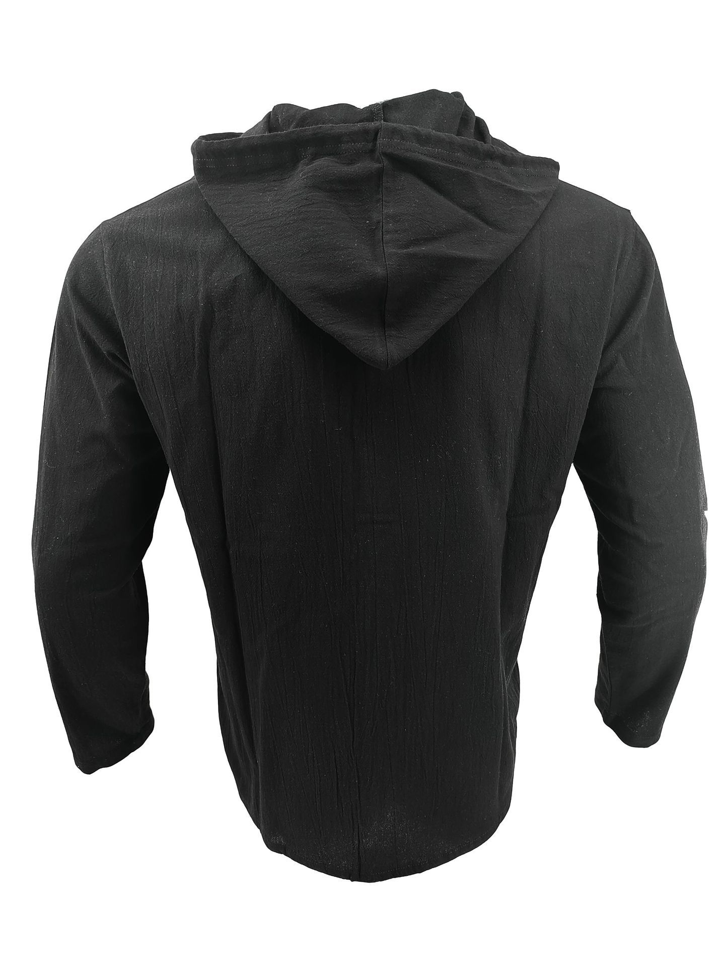 Men's Clothing Tops Sweatshirts Hoodies New Spring Summer Men's Hooded T-Shirt Solid Color Cotton Hemp Men's Casual Long Sleeve Top