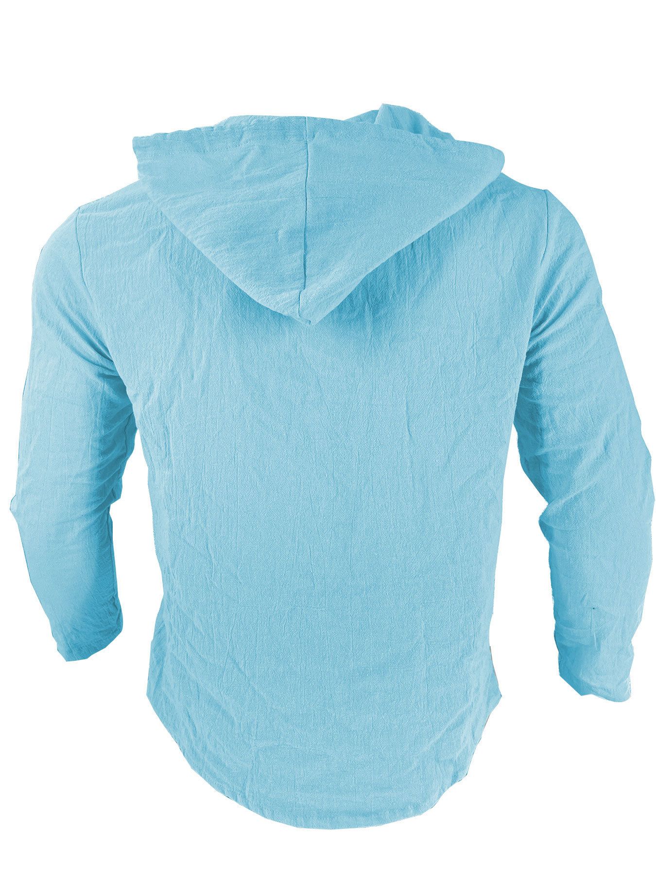 Men's Clothing Tops Sweatshirts Hoodies New Spring Summer Men's Hooded T-Shirt Solid Color Cotton Hemp Men's Casual Long Sleeve Top