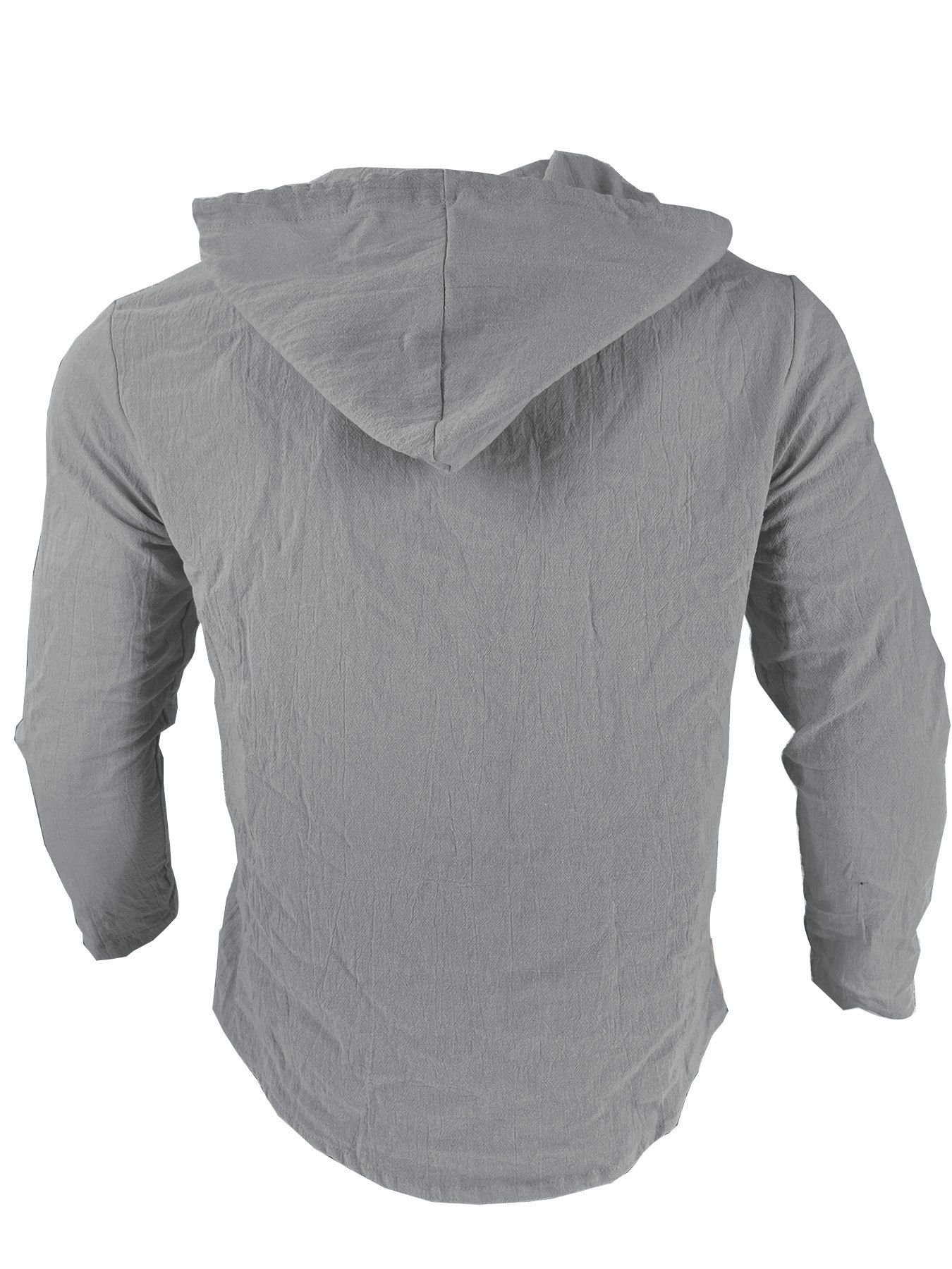 Men's Clothing Tops Sweatshirts Hoodies New Spring Summer Men's Hooded T-Shirt Solid Color Cotton Hemp Men's Casual Long Sleeve Top