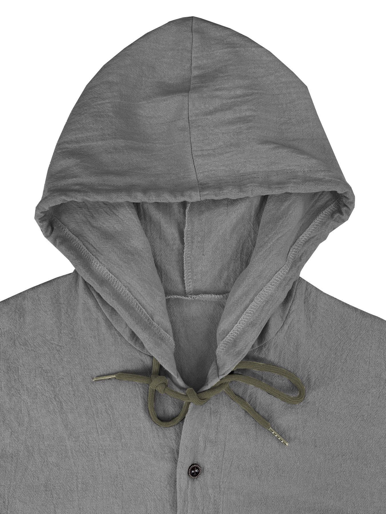Men's Clothing Tops Sweatshirts Hoodies New Spring Summer Men's Hooded T-Shirt Solid Color Cotton Hemp Men's Casual Long Sleeve Top