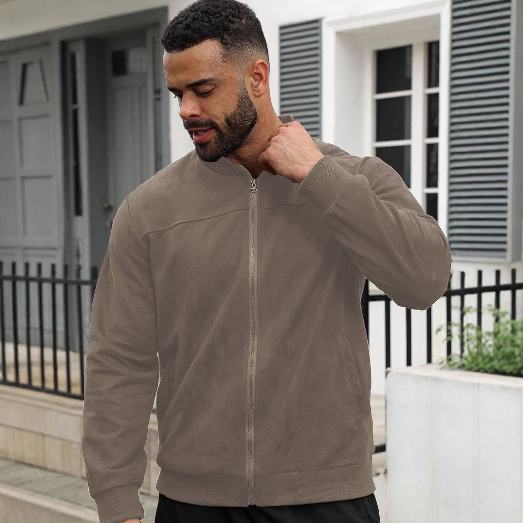 Jackets Coats Autumn Suede Solid Color Men's Zipper Jacket Casual Retro Long Sleeved Cardigan Jacket Men's Clothing