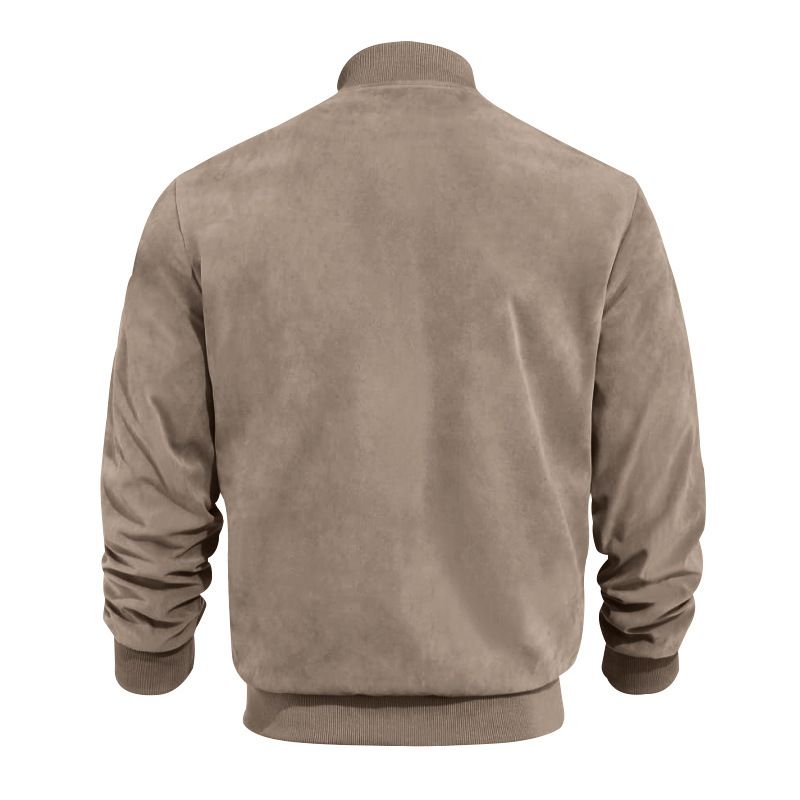 Jackets Coats Autumn Suede Solid Color Men's Zipper Jacket Casual Retro Long Sleeved Cardigan Jacket Men's Clothing