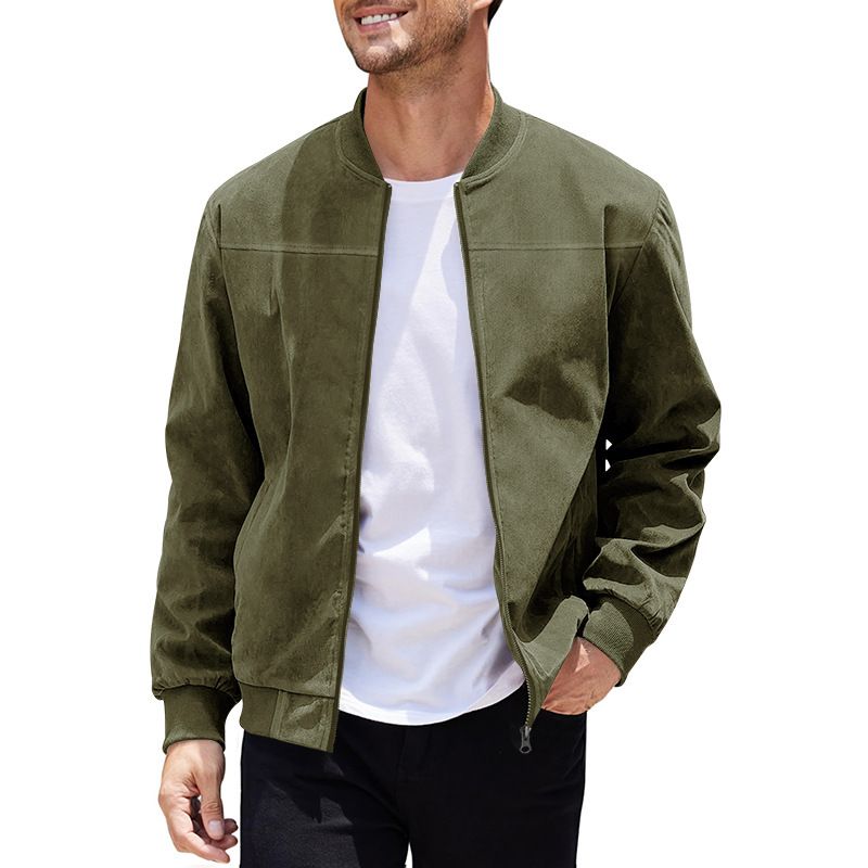 Jackets Coats Autumn Suede Solid Color Men's Zipper Jacket Casual Retro Long Sleeved Cardigan Jacket Men's Clothing