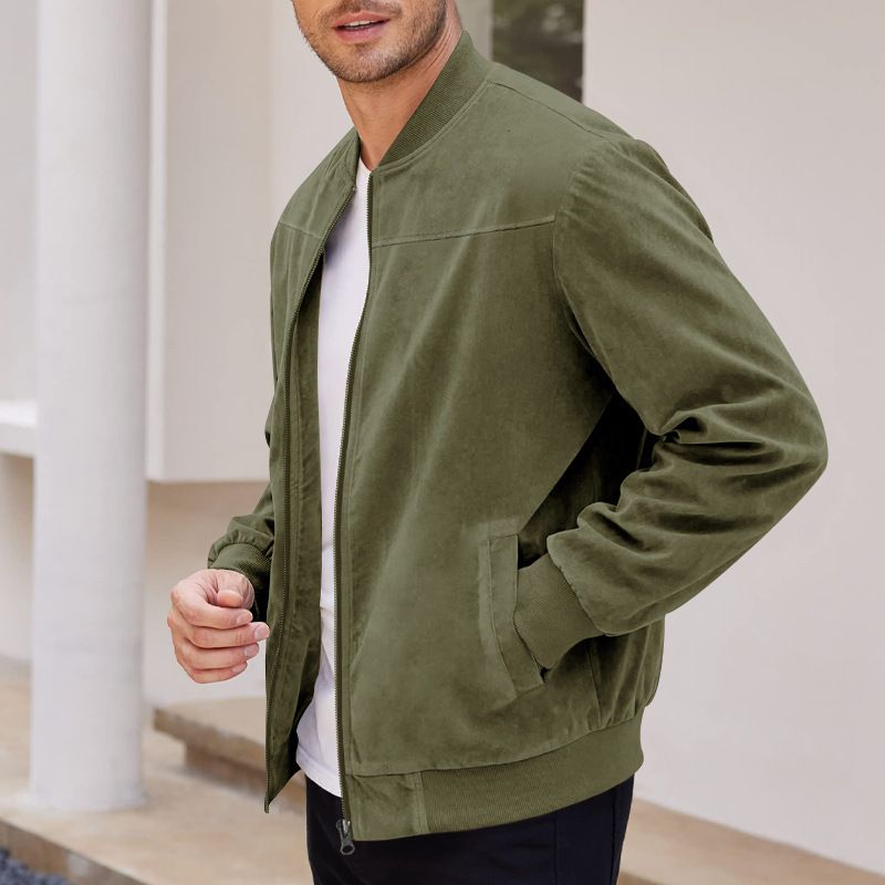 Jackets Coats Autumn Suede Solid Color Men's Zipper Jacket Casual Retro Long Sleeved Cardigan Jacket Men's Clothing
