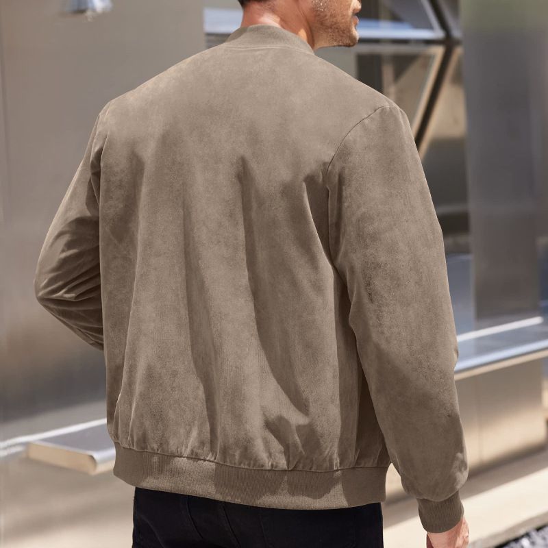 Jackets Coats Autumn Suede Solid Color Men's Zipper Jacket Casual Retro Long Sleeved Cardigan Jacket Men's Clothing