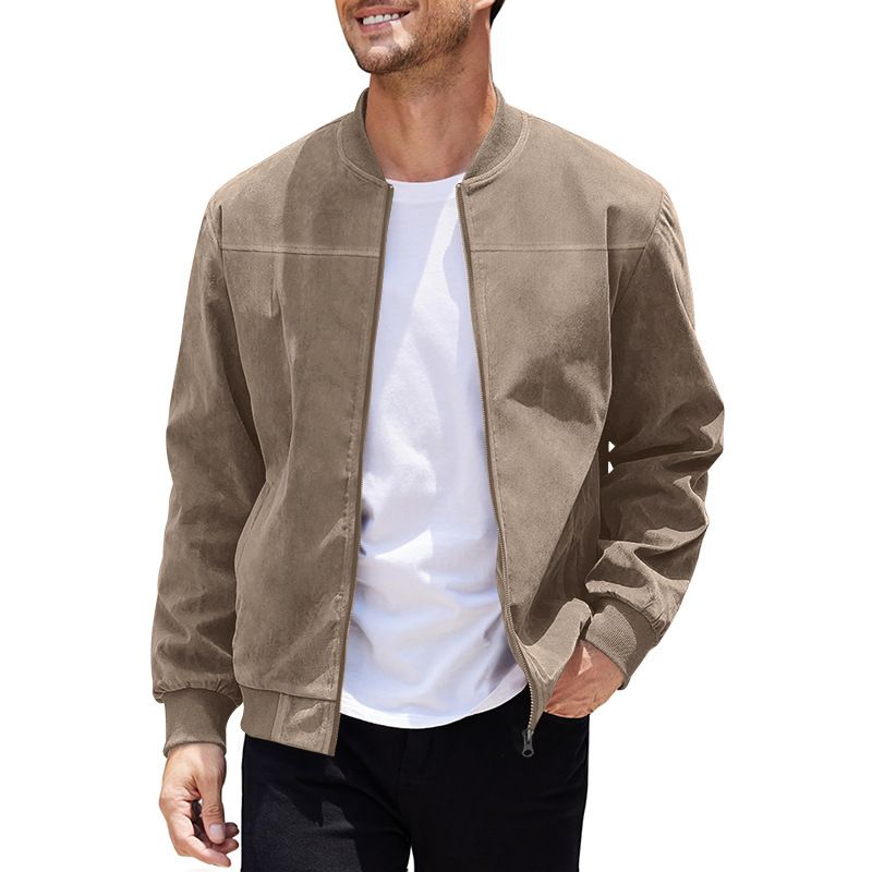 Jackets Coats Autumn Suede Solid Color Men's Zipper Jacket Casual Retro Long Sleeved Cardigan Jacket Men's Clothing
