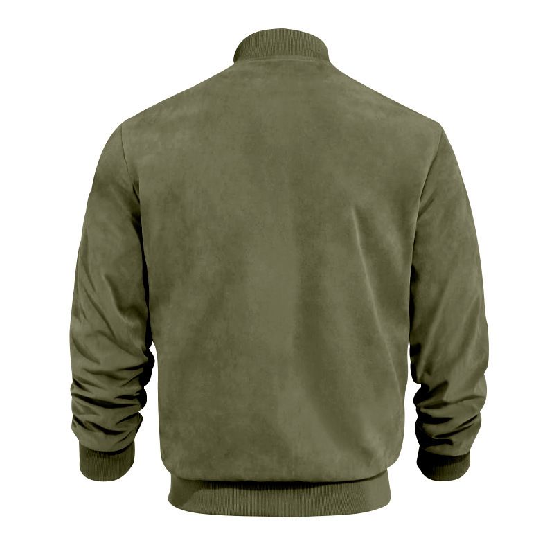 Jackets Coats Autumn Suede Solid Color Men's Zipper Jacket Casual Retro Long Sleeved Cardigan Jacket Men's Clothing