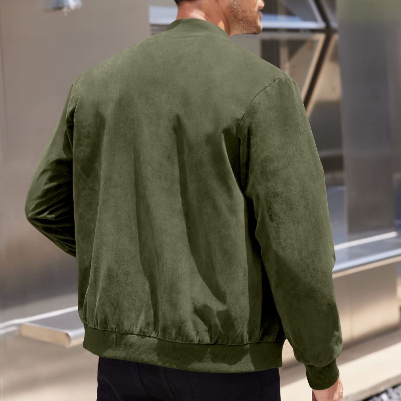 Jackets Coats Autumn Suede Solid Color Men's Zipper Jacket Casual Retro Long Sleeved Cardigan Jacket Men's Clothing