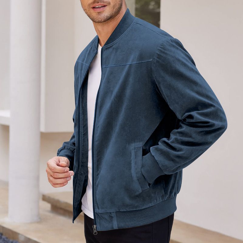 Jackets Coats Autumn Suede Solid Color Men's Zipper Jacket Casual Retro Long Sleeved Cardigan Jacket Men's Clothing